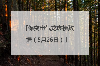 保变电气龙虎榜数据（5月26日）