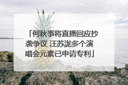 何秋亊将直播回应抄袭争议 汪苏泷多个演唱会元素已申请专利