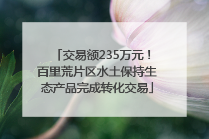 交易额235万元！百里荒片区水土保持生态产品完成转化交易