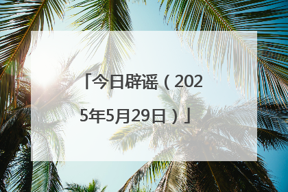 今日辟谣（2025年5月29日）