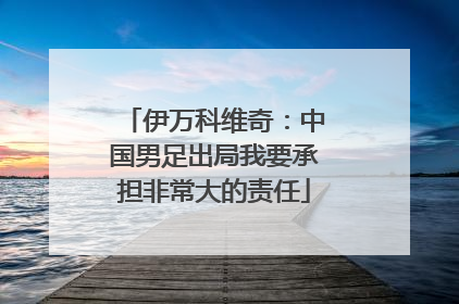 伊万科维奇：中国男足出局我要承担非常大的责任