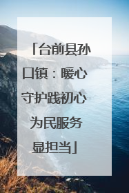 台前县孙口镇：暖心守护践初心 为民服务显担当