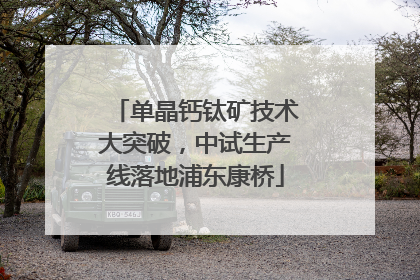 单晶钙钛矿技术大突破，中试生产线落地浦东康桥