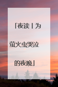夜读丨为萤火虫哭泣的夜晚