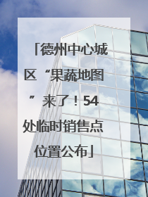 德州中心城区“果蔬地图”来了！54处临时销售点位置公布