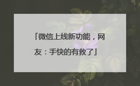 微信上线新功能，网友：手快的有救了