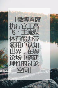微博首席执行官王高飞：主流媒体有能力带领用户认知世界，在舆论场中搭建理性的讨论空间