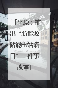 平原：推出“新能源储能电站项目”一件事改革