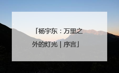杨宇东：万里之外的灯光｜序言