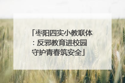 枣阳四实小教联体：反邪教育进校园 守护青春筑安全