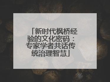 新时代枫桥经验的文化密码：专家学者共话传统治理智慧
