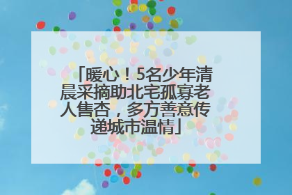 暖心！5名少年清晨采摘助北宅孤寡老人售杏，多方善意传递城市温情