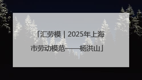 汇劳模｜2025年上海市劳动模范——杨洪山