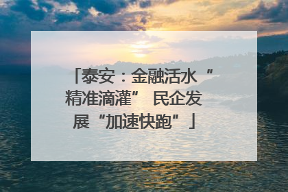 泰安：金融活水“精准滴灌” 民企发展“加速快跑”