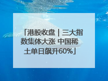 港股收盘｜三大指数集体大涨 中国稀土单日飙升60%