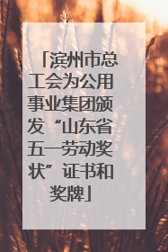 滨州市总工会为公用事业集团颁发“山东省五一劳动奖状”证书和奖牌