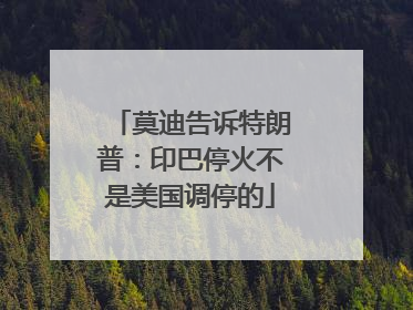 莫迪告诉特朗普：印巴停火不是美国调停的
