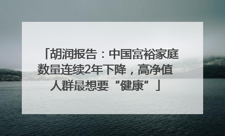 胡润报告：中国富裕家庭数量连续2年下降，高净值人群最想要“健康”