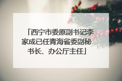 西宁市委原副书记李家成已任青海省委副秘书长、办公厅主任