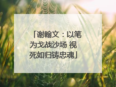 谢翰文：以笔为戈战沙场 视死如归铸忠魂