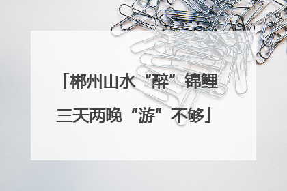 郴州山水“醉”锦鲤 三天两晚“游”不够
