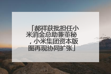 郝祥获批担任小米消金总助兼董秘，小米集团资本版图再现协同扩张