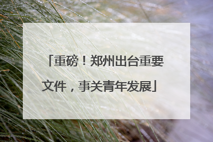 重磅！郑州出台重要文件，事关青年发展
