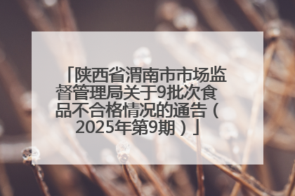 陕西省渭南市市场监督管理局关于9批次食品不合格情况的通告（2025年第9期）