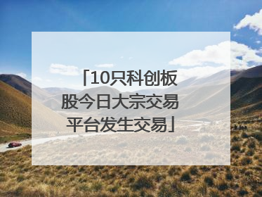 10只科创板股今日大宗交易平台发生交易