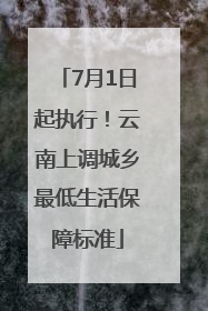 7月1日起执行！云南上调城乡最低生活保障标准